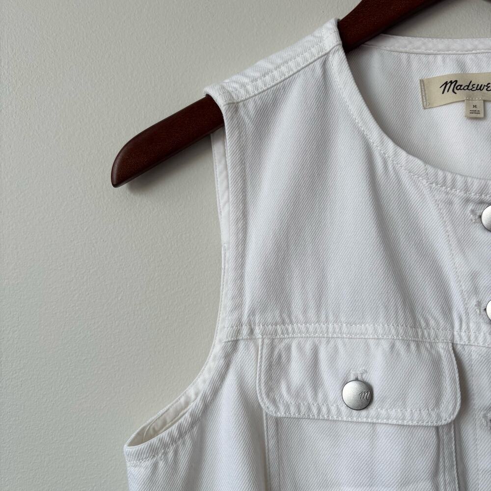 Madewell White Cropped Denim Vest Sz M - Picture 6 of 7